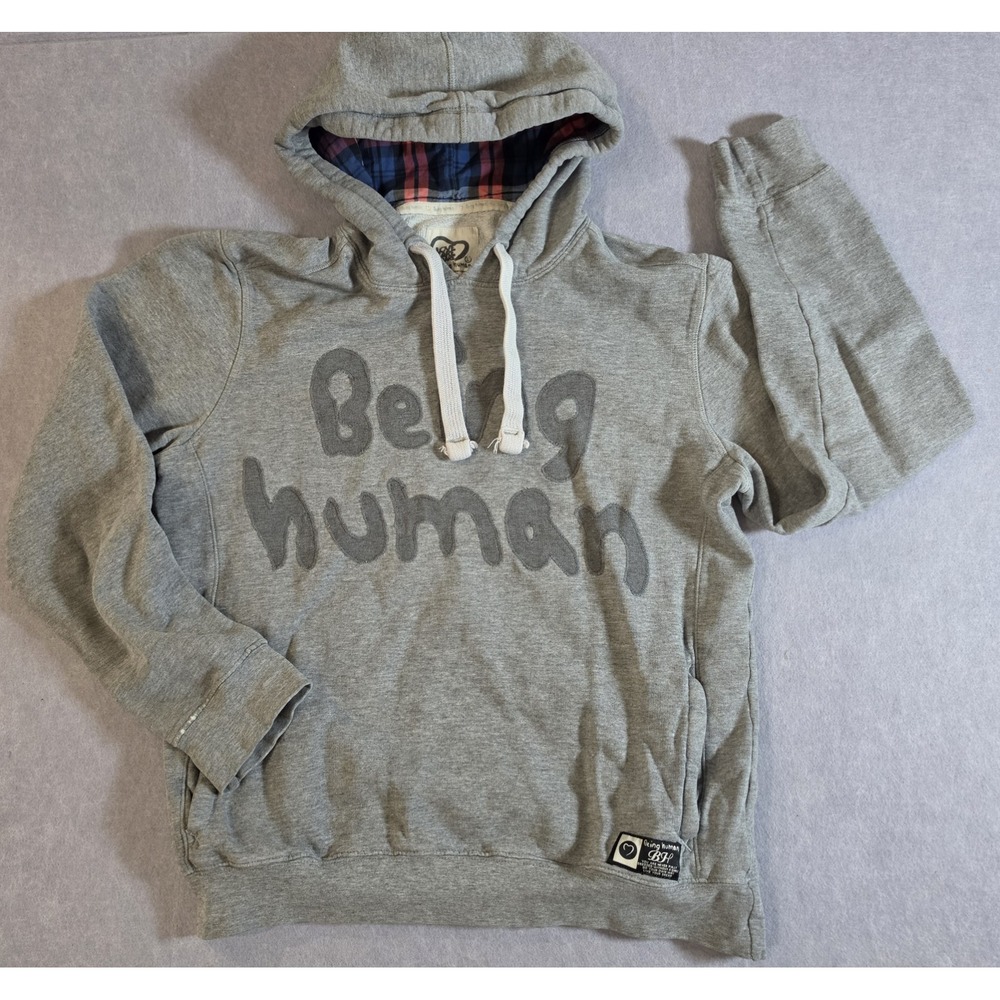 Being Human Hoodie Gray Plaid Inner Hood Men's M?